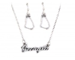 Silver Georgia Script Name Necklace Set