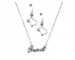 Silver Texas Script Name Necklace Set
