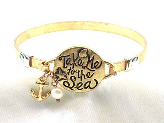 Gold Take Me to the Sea Wire Wrap Bracelet Gold Take Me to the Sea Wire Wrap Bracelet