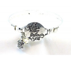Silver Life Is Better Under the Sea Wire Wrap Bracelet