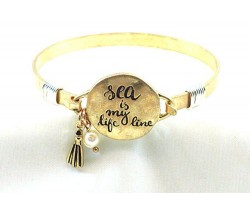Gold Sea Is My Life Line Wire Wrap Bracelet