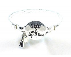 Silver Sea Is My Life Line Wire Wrap Bracelet