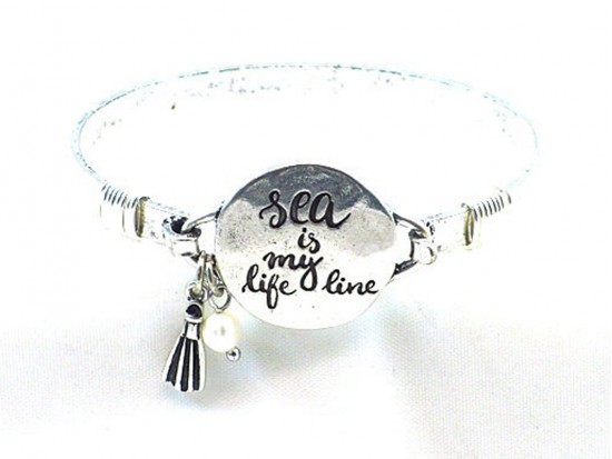 Silver Sea Is My Life Line Wire Wrap Bracelet Silver Sea Is My Life Line Wire Wrap Bracelet