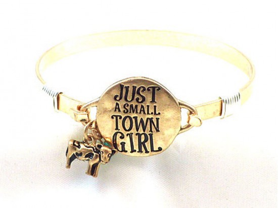 Gold Just a Small Town Girl Wire Wrap Bracele
