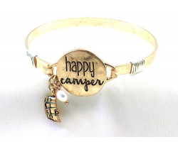 Gold Happy Camper Wire Wrap Bracelet