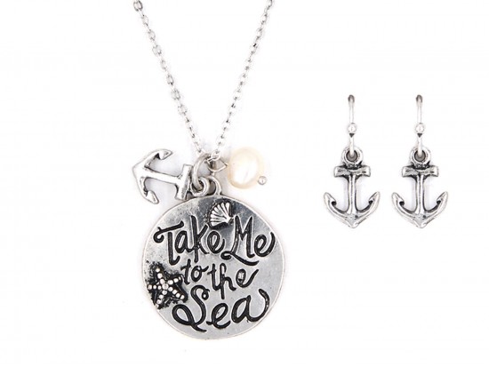 Silver Take Me to the Sea Necklace Set