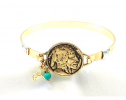 Gold Buffalo Nickel Wire Wrap Bracelet