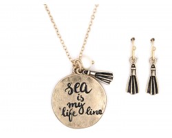 Gold Sea is My Life Line Necklace Set