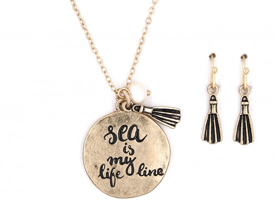 Gold Sea is My Life Line Necklace Set Gold Sea is My Life Line Necklace Set