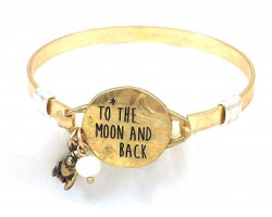 Gold Love You To The Moon and Back Wire Wrap Bracelet