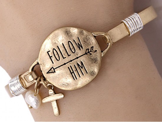 Gold Matt Follow Him Band Hook Bracelet