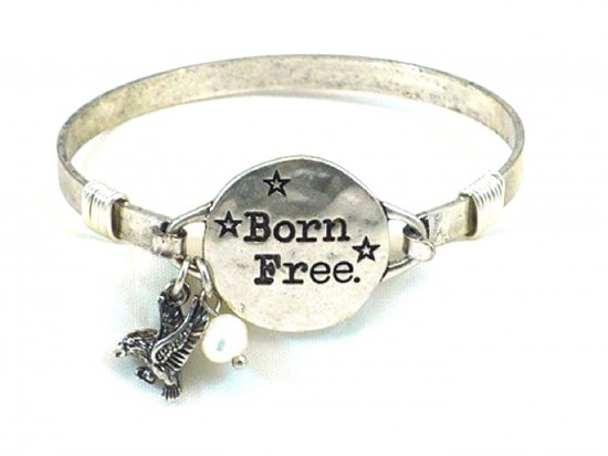 Silver Matt “Born Free” Hook Wire Wrap Bracelet