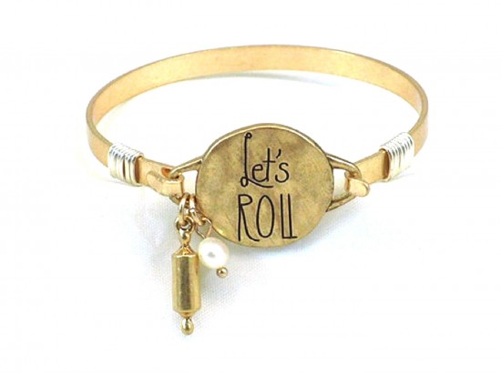 Gold Matt “Let’s Roll” Disc Wire Wrap Bracelet