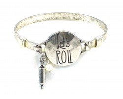 Silver Matt “Let’s Roll” Disc Wire Wrap Bracelet