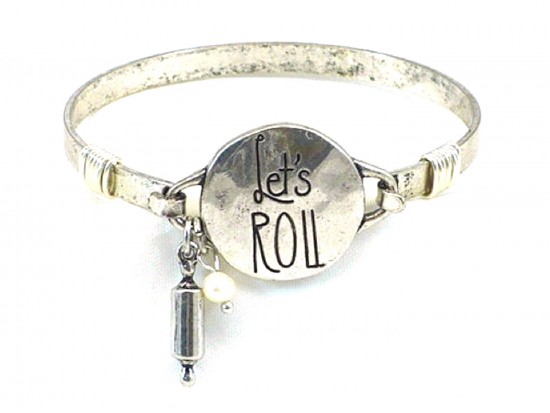Silver Matt “Let’s Roll” Disc Wire Wrap Bracelet
