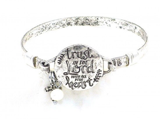 Silver Matt “Trust In The Lord” Wire Wrap Bracelet Silver Matt “Trust In The Lord” Wire Wrap Bracelet