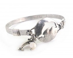 Silver Dolphin Disc Hook Bracelet