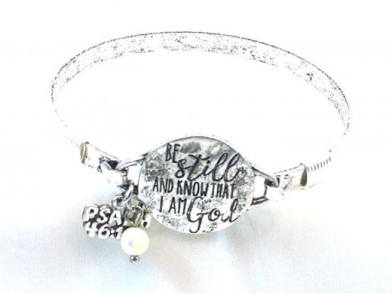 Silver Be Still Wire Wrap Bracelet