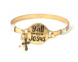 Gold Y'all Need Jesus Wire Wrap Bracelet