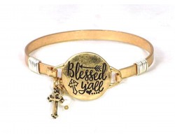Gold Blessed Yall Wire Wrap Bracelet