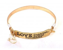 Gold Love Bar Wire Wrap Bracelet