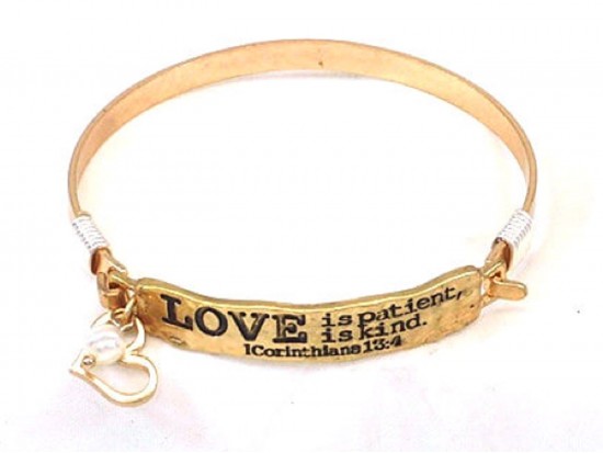 Gold Love Bar Wire Wrap Bracelet