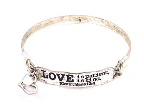 Silver Love Bar Wire Wrap Bracelet