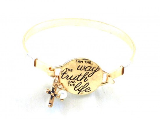 Gold I am the Way Wire Wrap Hook Bracelet