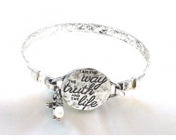 Silver I am the Way Wire Wrap Hook Bracelet