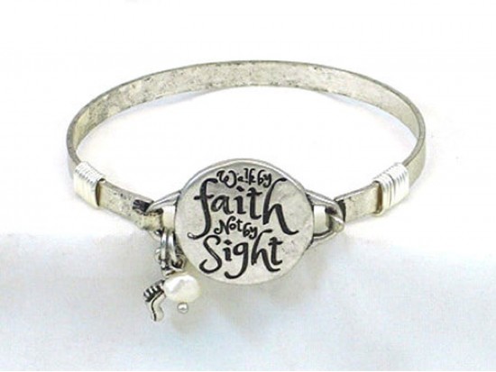 Silver Walk by Faith Not Sight Wire Wrap Bracelet Silver Walk by Faith Not Sight Wire Wrap Bracelet