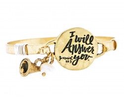Gold I will Answer Wire Wrap Bracelet