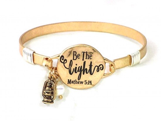 Gold Be the Light Matthew 5:14 Wire Wrap Bracelet