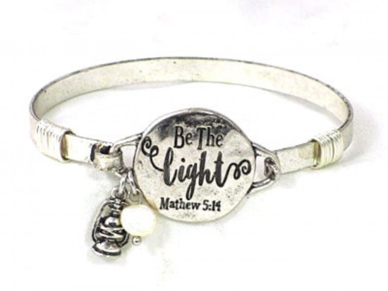 Silver Be the Light Matthew 5:14 Wire Wrap Bracelet