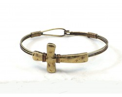 Gold Cross Wire Wrap Hook Bracelet