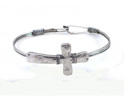 Silver Cross Wire Wrap Hook Bracelet