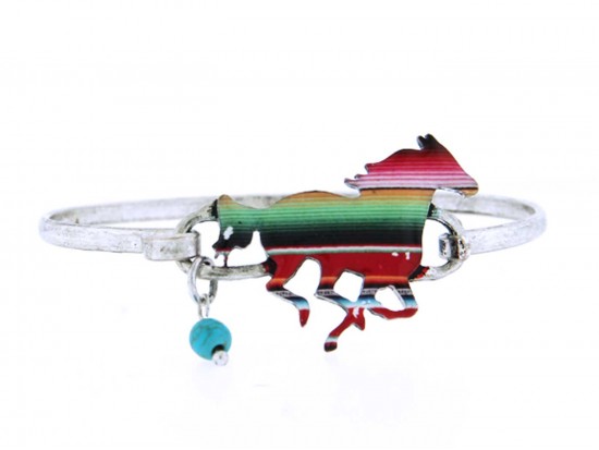 Multi Mustang Serape Print Silver Hook Bracelet