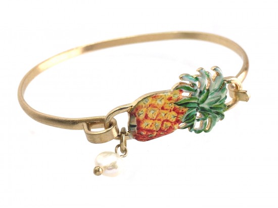Yellow Pineapple Gold Hook Bracelet