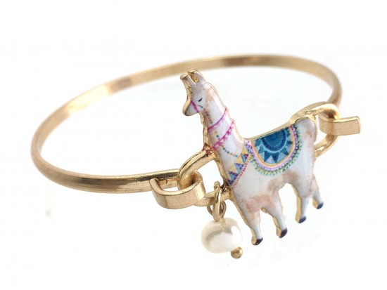 Multi Llama Gold Hook Bracelet