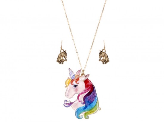 Multi Unicorn Head Necklace Set