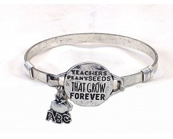 Silver Teacher Plant Seeds Wire Wrap Bracelet