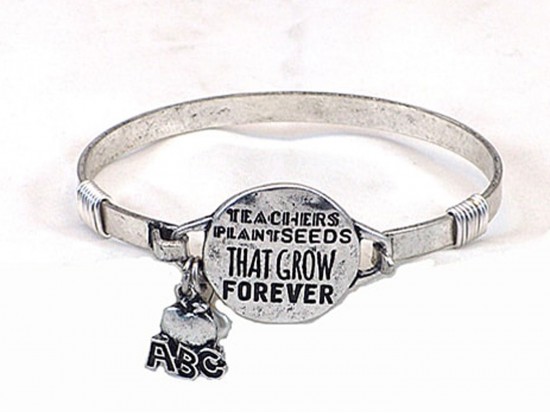 Silver Teacher Plant Seeds Wire Wrap Bracelet