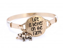 Gold Life Better on Farm Wire Wrap Bracelet