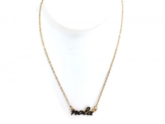 Gold Black NOLA Script Necklace