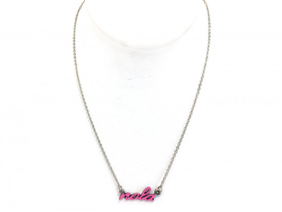 Pink NOLA Script Silver Necklace