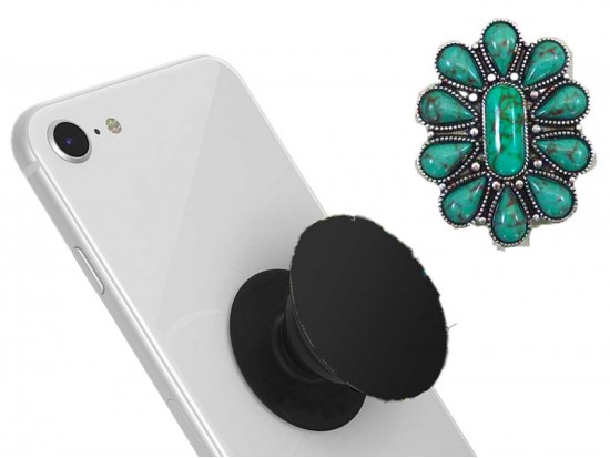 Turquoise Stone Flower Self Adhesive Phone Grip Charm