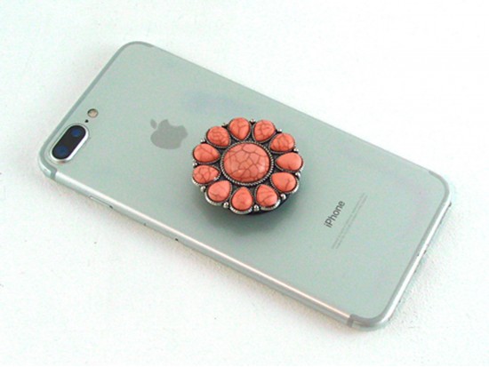 Pink Stone Sunburst Self Adhesive Phone Grip Charm