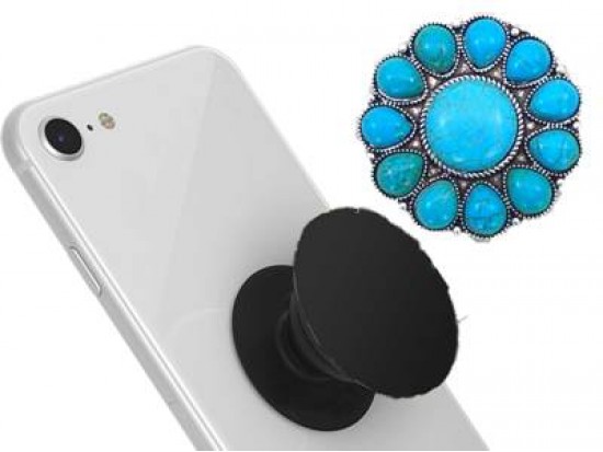 Turq Stone Sunburst Self Adhesive Phone Grip Charm