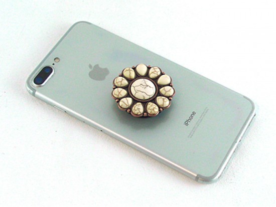 White Stone Sunburst Self Adhesive Phone Grip Charm