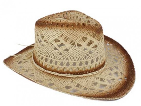 Beige Cowboy Western Hat Burnt Open Cut