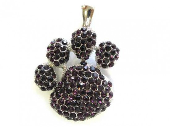 Amethyst Crystal Paw Print Magnetic Pendant Amethyst Crystal Paw Print Magnetic Pendant